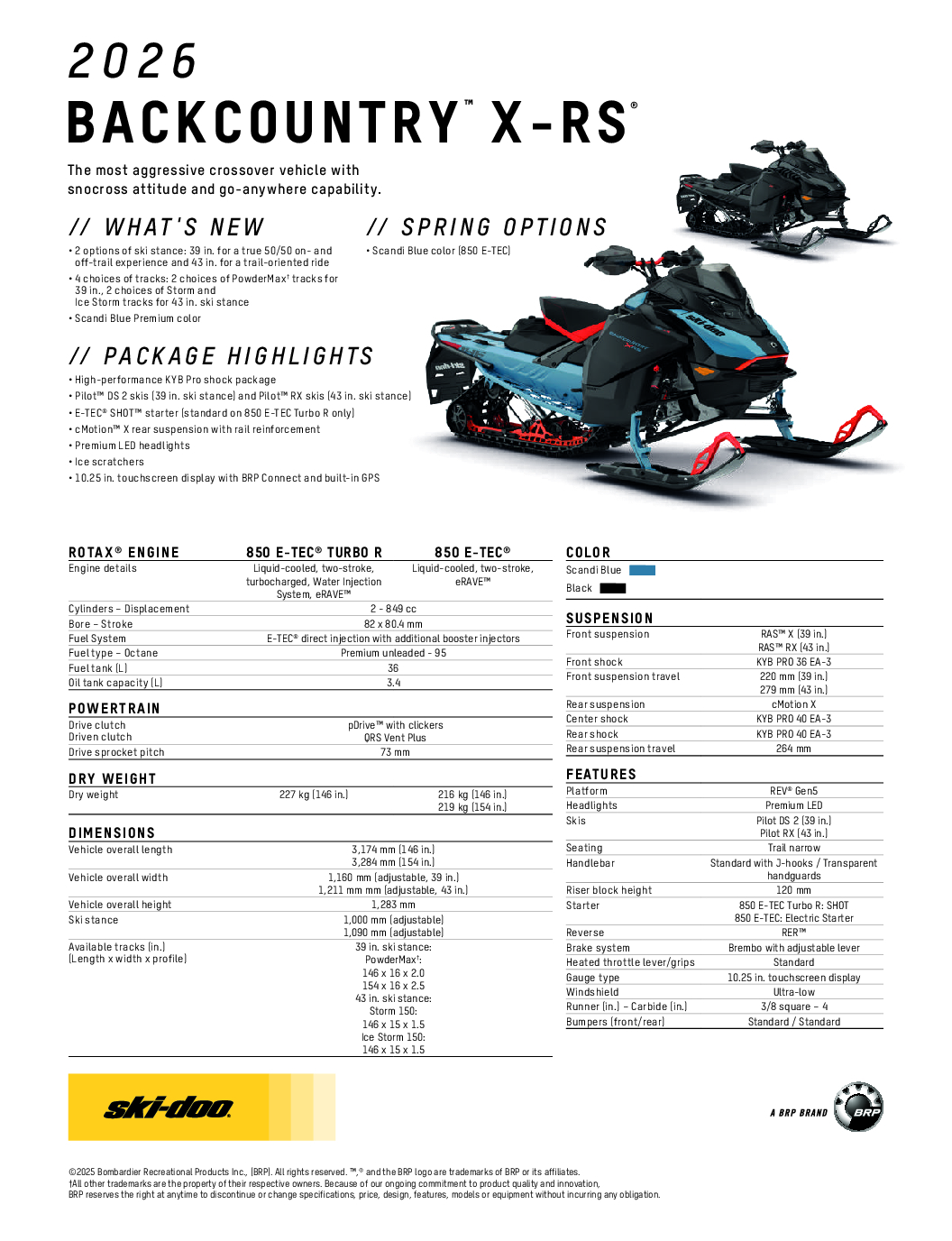 Ski-Doo Backcountry X-RS 850 2026