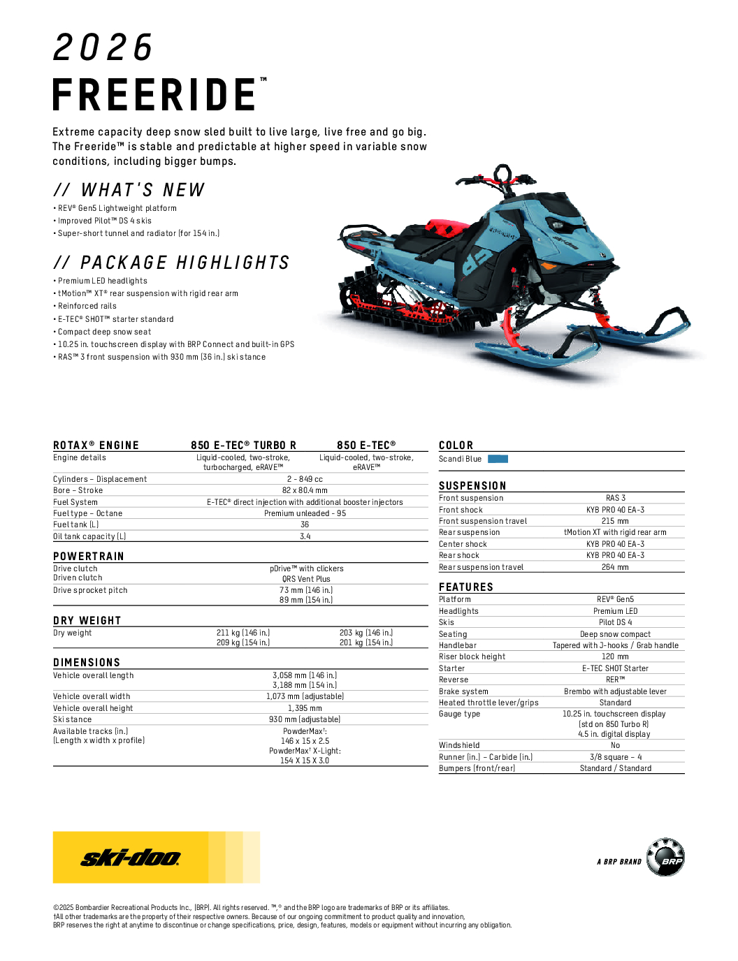 SKI DOO FREERIDE 2026 850