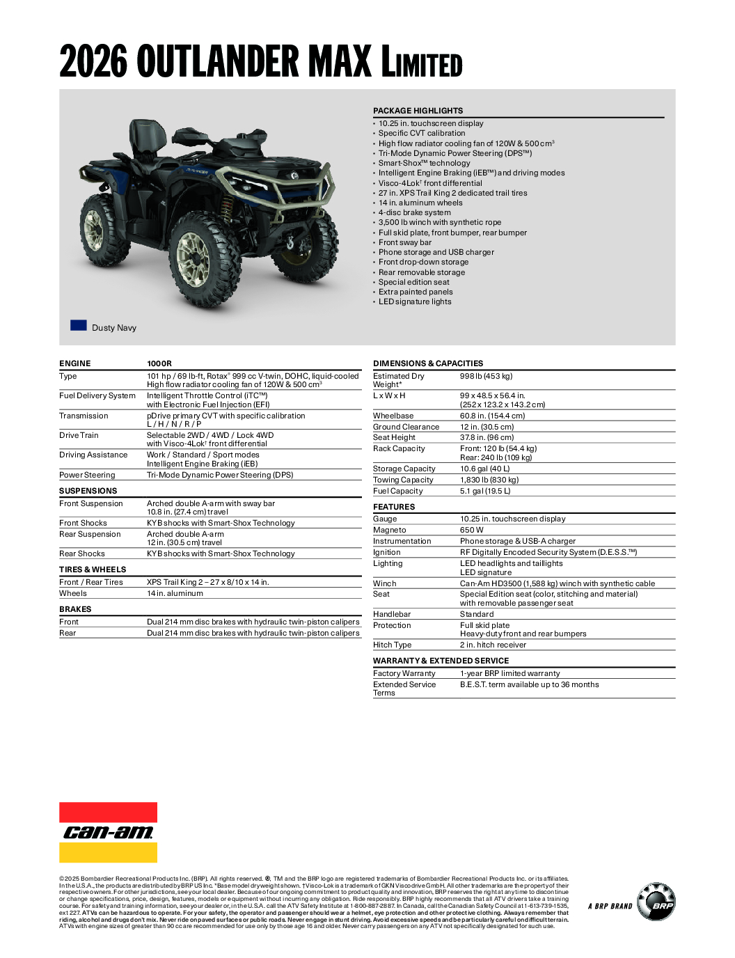 Can-Am Outlander MAX LTD 1000R 2026 T3B Limited