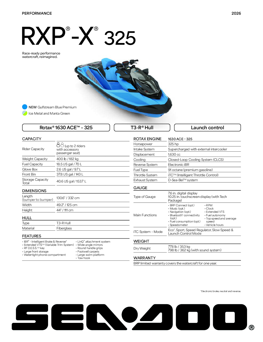 Sea-Doo RXP-X RS 325 Tech Package 2026