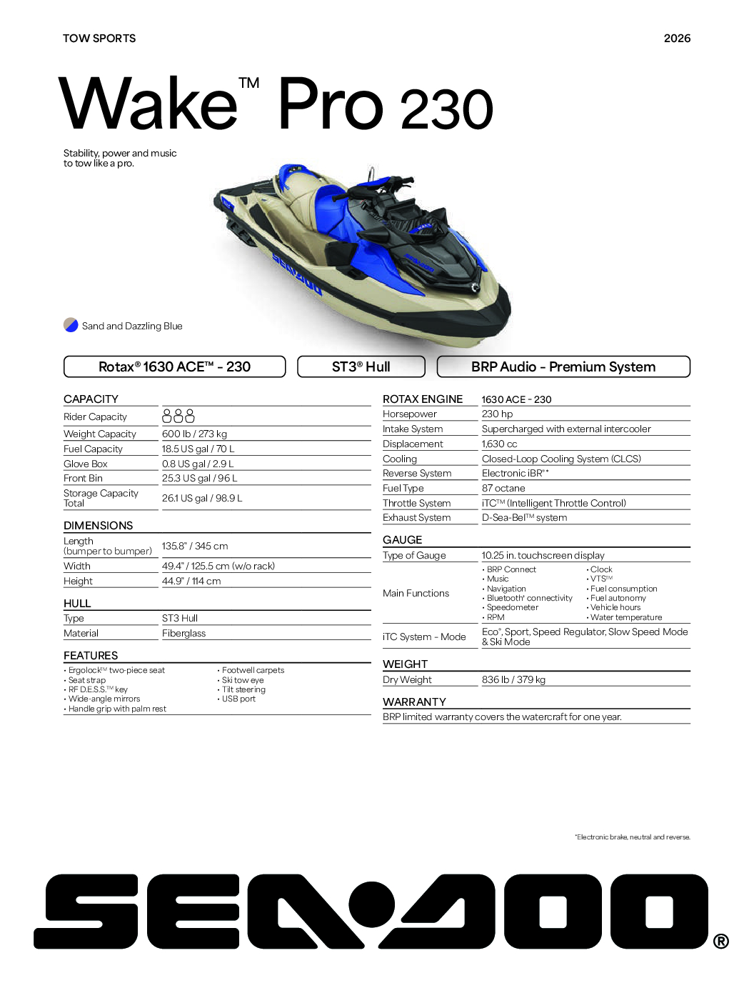 Sea-Doo Wake Pro 230 Tech Package 2026